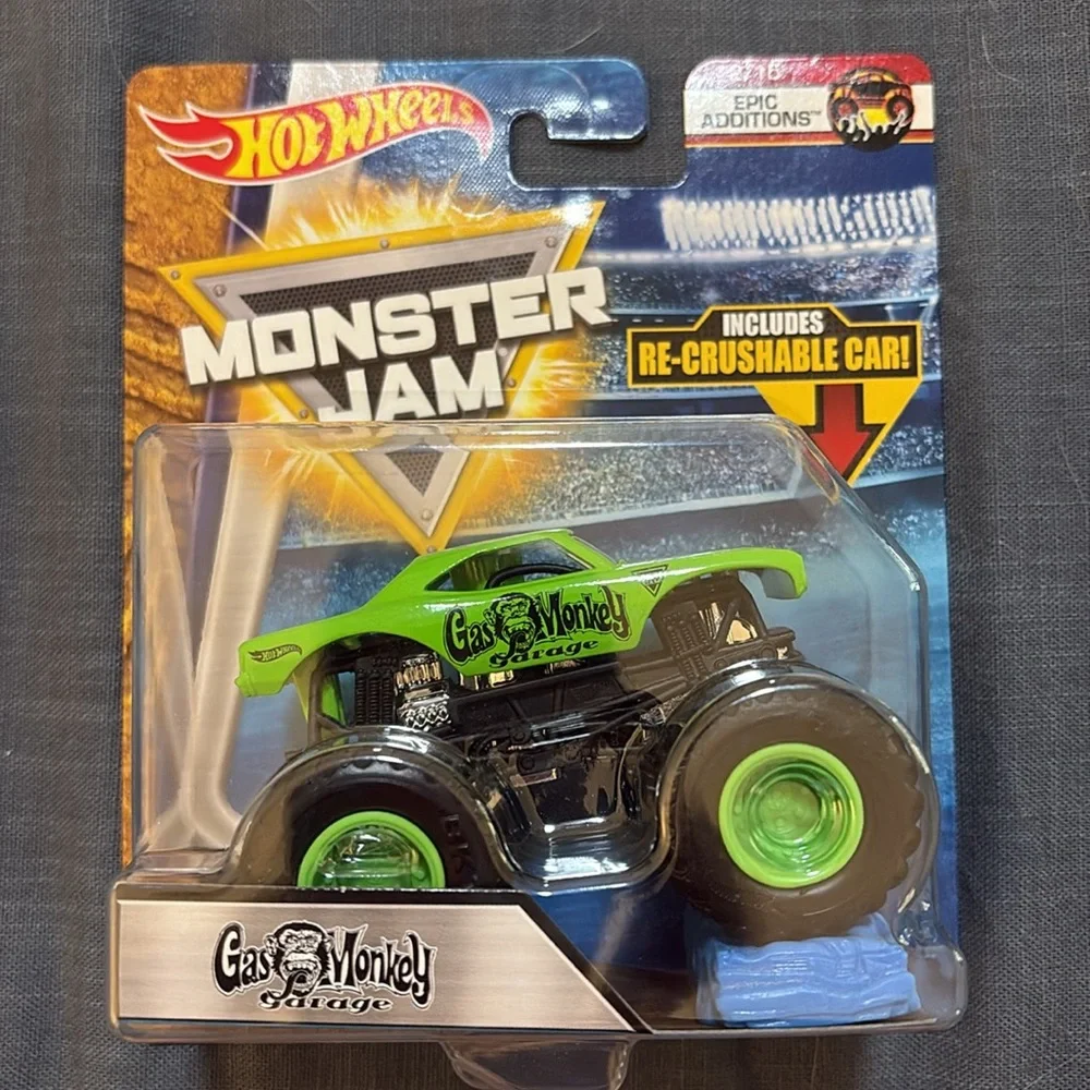 Hot wheels, monster jam includes recrushable car, gas monkey garage - Picture 1 of 5